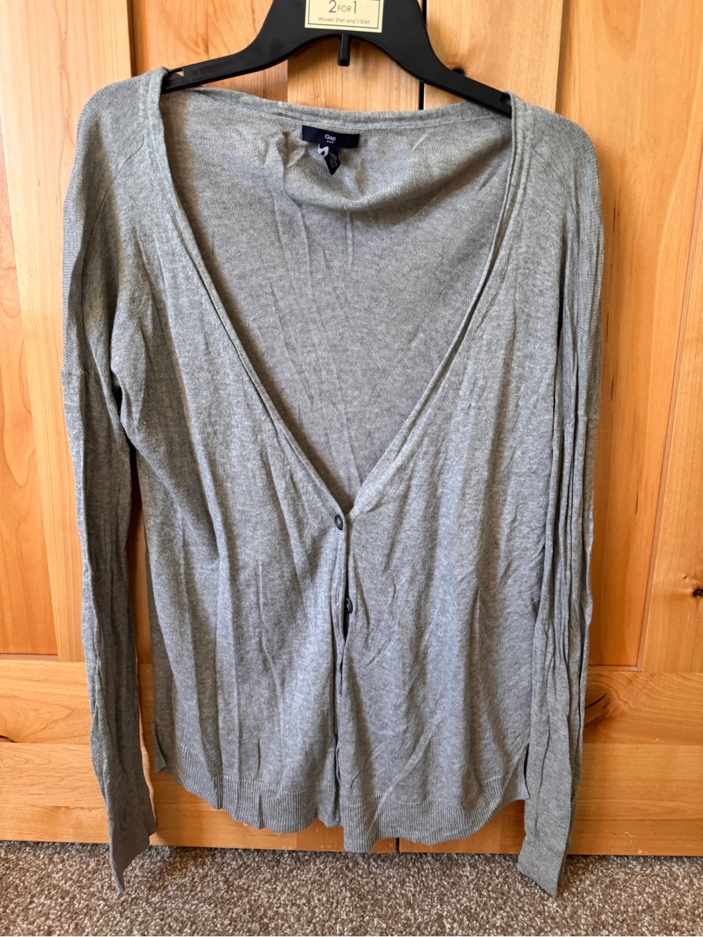 GAP Light Gray V-Neck Long Sleeve Button Cardigan
